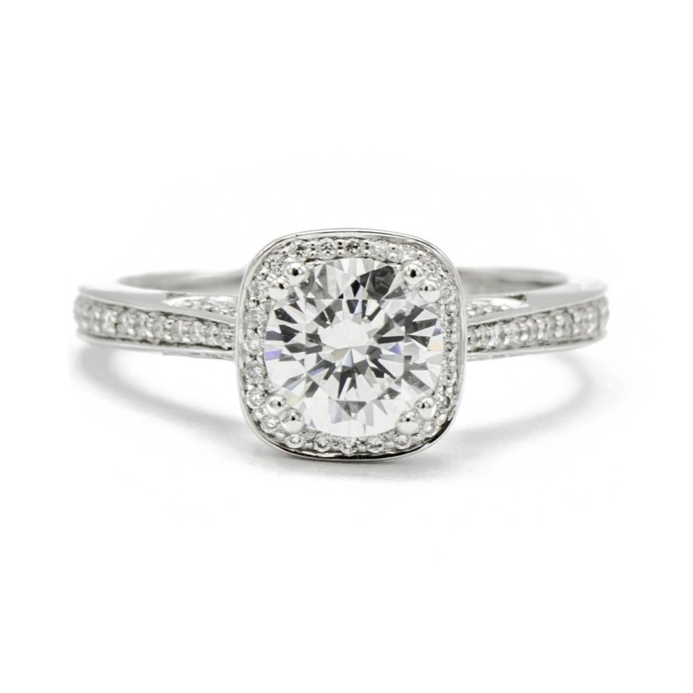 14k White Gold Diamond Halo Engagement Ring